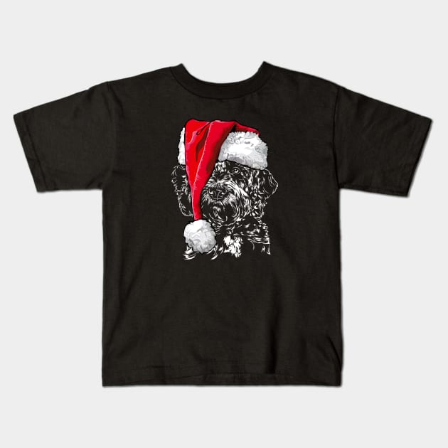 Funny Doodle Santa Christmas dog mom Kids T-Shirt by wilsigns